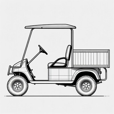 Utility Golf Cart Side View