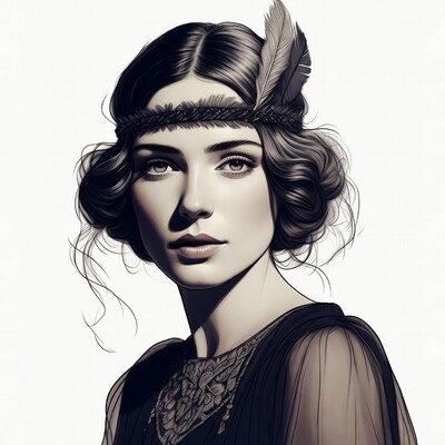 Flapper girl with feather headband