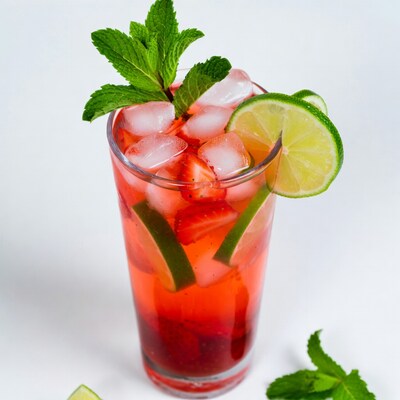 Strawberry Lime Mint Cocktail