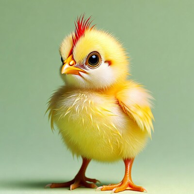 Yellow chick with red mohawk