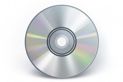 Shiny CD Disc on White Background