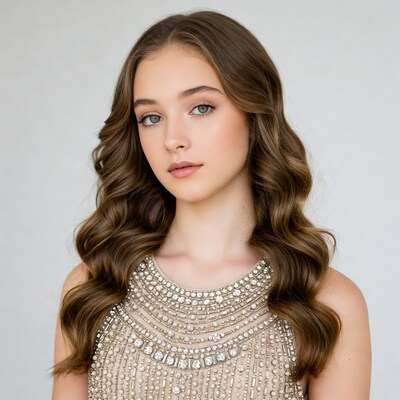 Teen girl in beaded dress