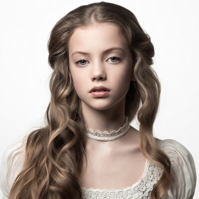 Girl in lace collar dress