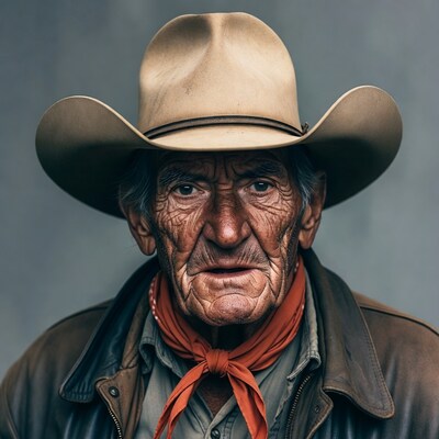 Elderly cowboy with hat and bandana
