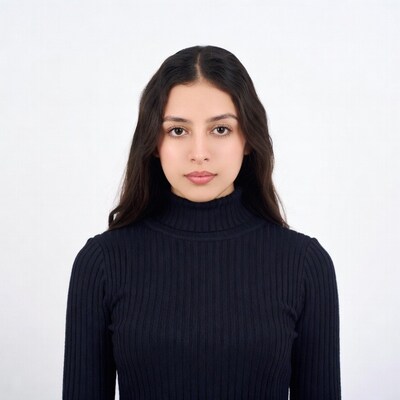 Young woman in black turtleneck