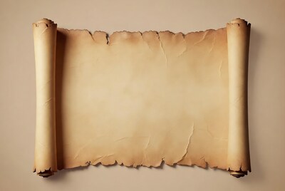 Unrolled Ancient Parchment Scroll