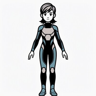 Anime girl in blue spacesuit