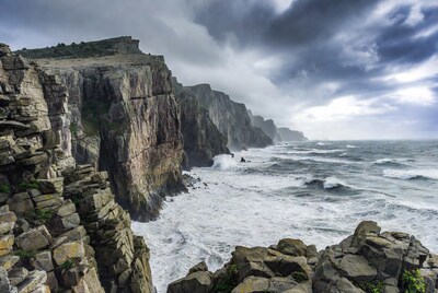 Dramatic Sea Cliffs Stormy Waves