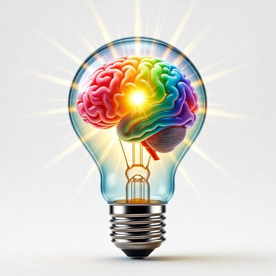Rainbow Brain in Light Bulb