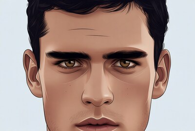 Handsome man with brown eyes illustration