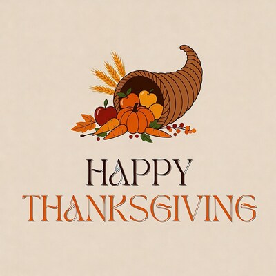 Happy Thanksgiving Cornucopia Illustration