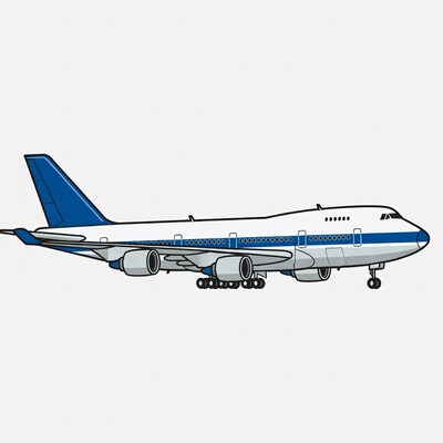 Blue Boeing 747 airplane illustration