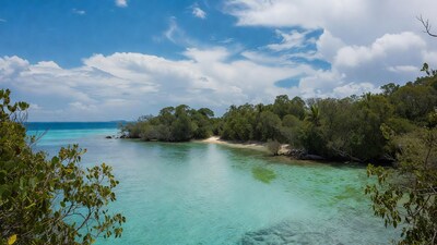Turquoise Lagoon with Tropical Beach