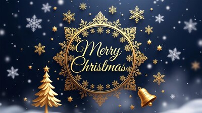 Merry Christmas Golden Frame Illustration