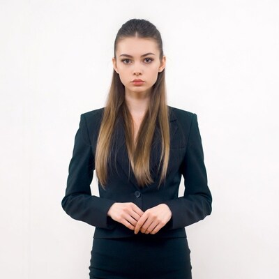 Young woman in black blazer