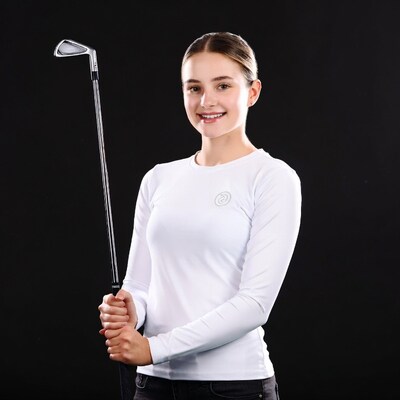 Young woman holding golf club