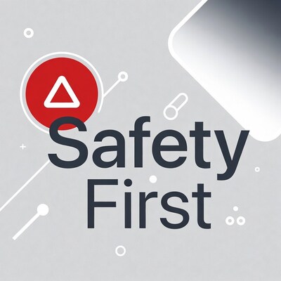 Safety First graphic with red triangle