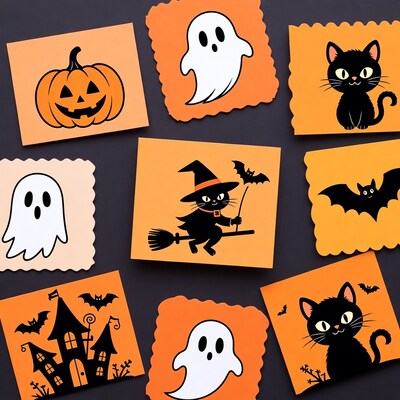 Halloween Clipart Cards Collage