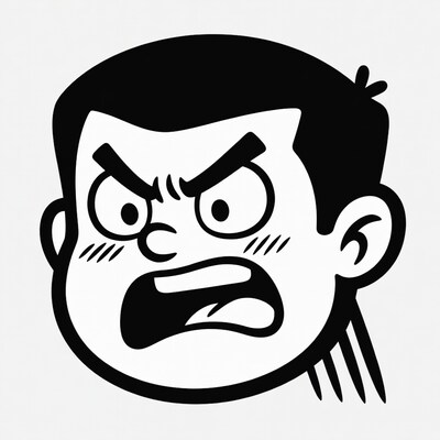 Angry cartoon boy face
