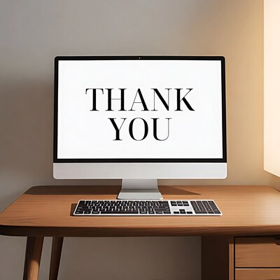 Thank You on Computer Screen