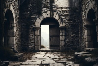 Open Door in Ancient Stone Ruins