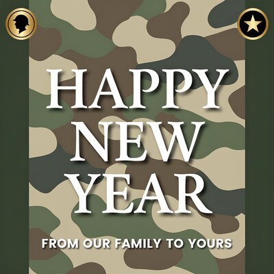 Camouflage Happy New Year Card