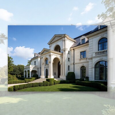 Luxury White Mansion with Landscaped Garden