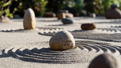 Rock in Zen Garden Sand