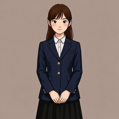 Anime girl in navy school uniform