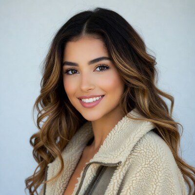 Smiling woman in fur jacket