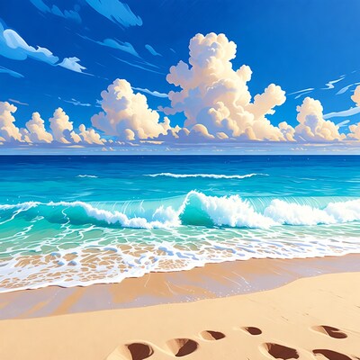 Footprints on tropical beach