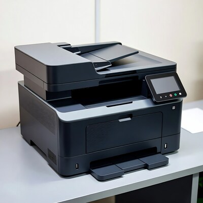 Black Laser Printer on Desk
