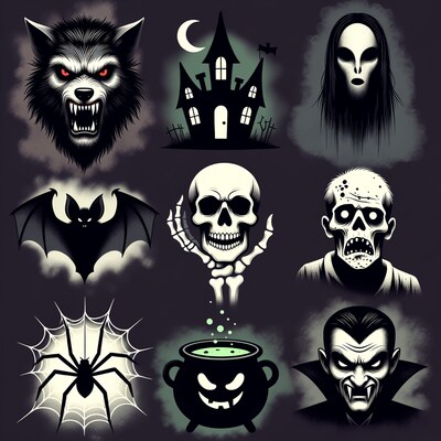 Halloween Monsters Clipart Set