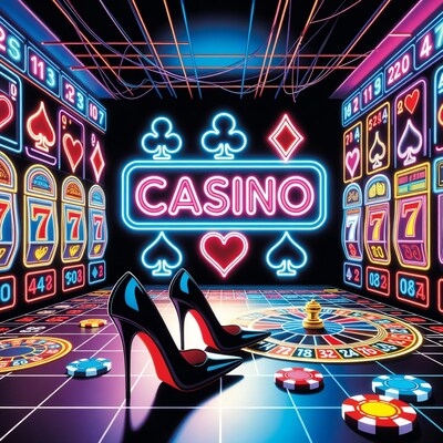 Neon Casino with Red High Heels