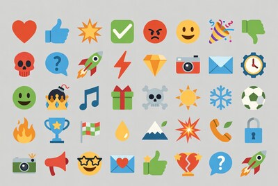 Colorful Emoji Icons Grid
