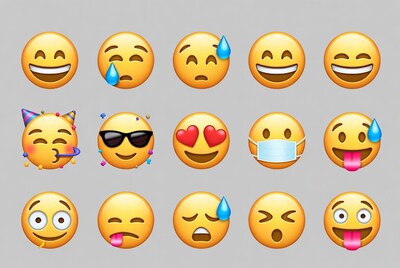Assorted Yellow Emojis on Gray Background
