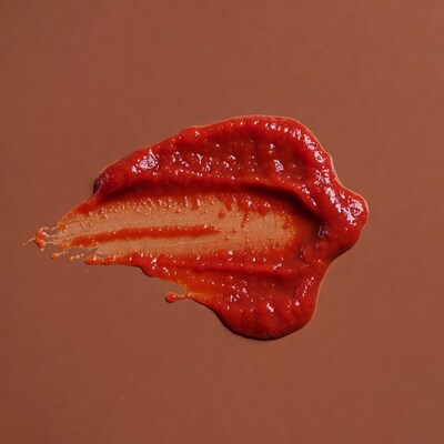 Tomato Sauce Splash on Brown Background