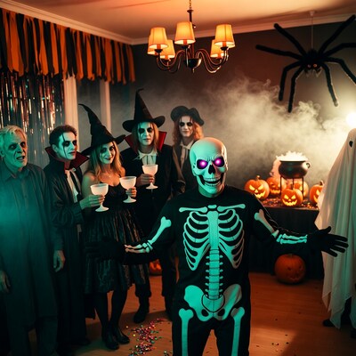 Halloween Party Group in Costumes