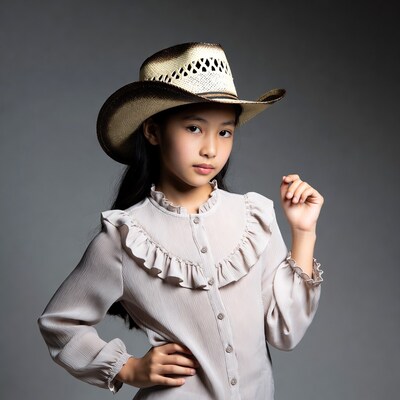 Asian girl in cowboy hat