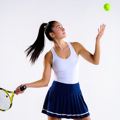 Tennis player girl tossing ball