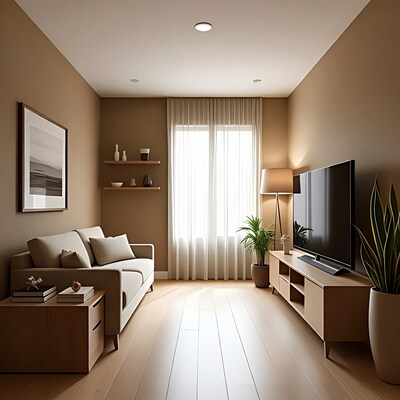 Modern beige living room interior