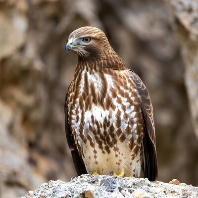 Red-tailed Hawk on Rocky Cliff