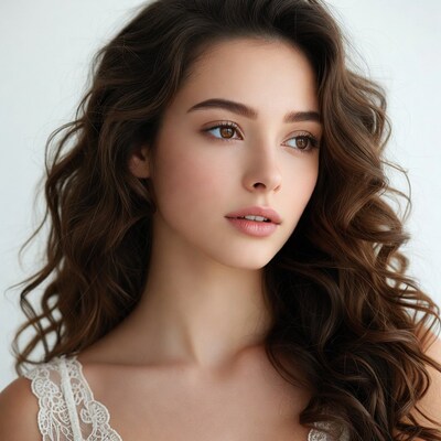 Beautiful woman with wavy brown hair