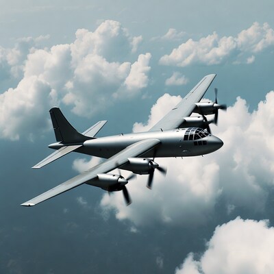 Silver Twin-Engine Airplane Flying in Clouds