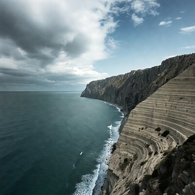 Layered Cliffs by Ocean