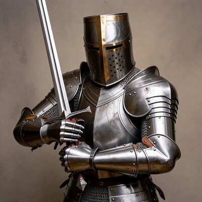 Knight Holding Sword in Armor