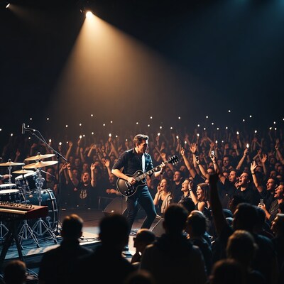 Rock musician performing on stage