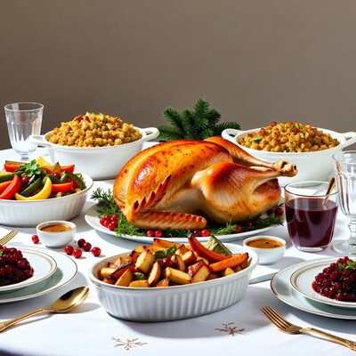 Roast Turkey Thanksgiving Dinner Table