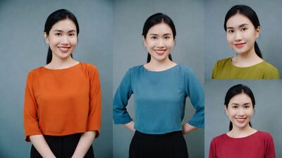 Asian women in colored blouses