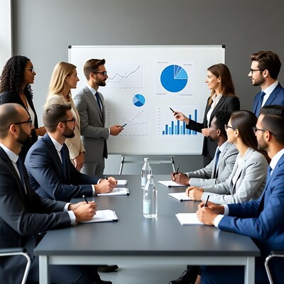 Diverse business team in meeting presentation